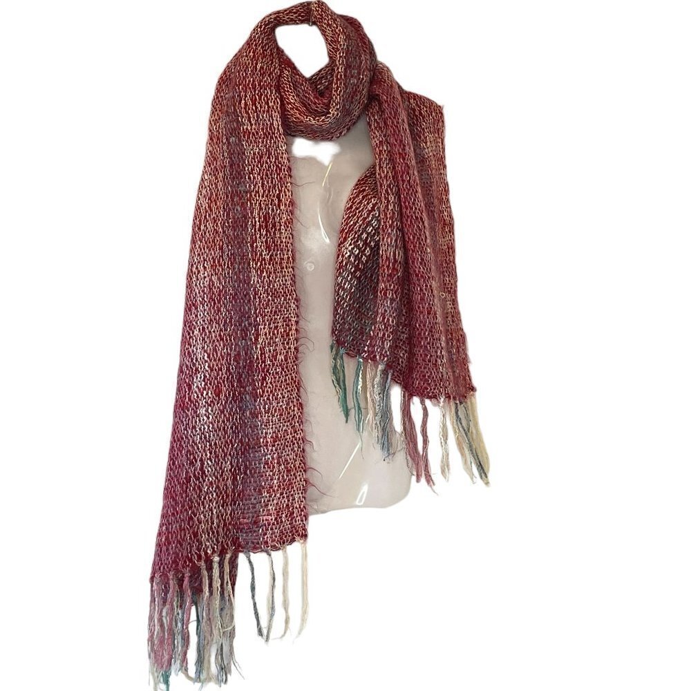 Tim Ritz Handwoven Scarf with Fringe Made from Ritz Fibers Hand-Dyed Yarn